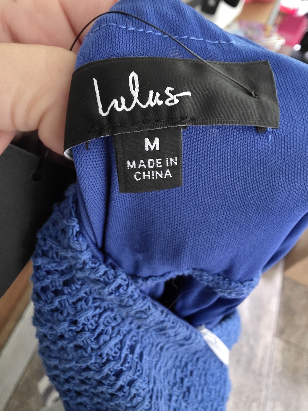 New Lulu's Royal Blue Crochet Halter Midi Dress Sz Medium M - Picture 5 of 5